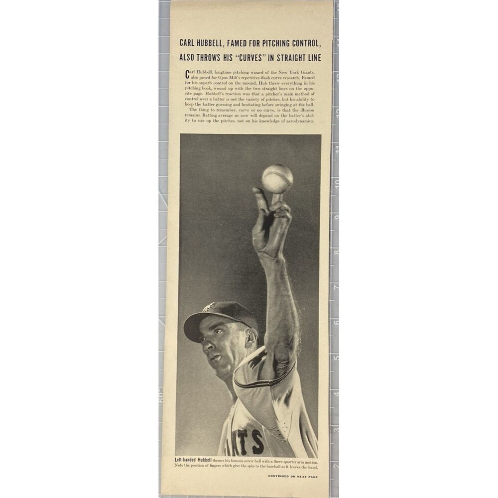 Life Magazine Photographic Print of Carl Hubbell Famed Pitcher Print 1940